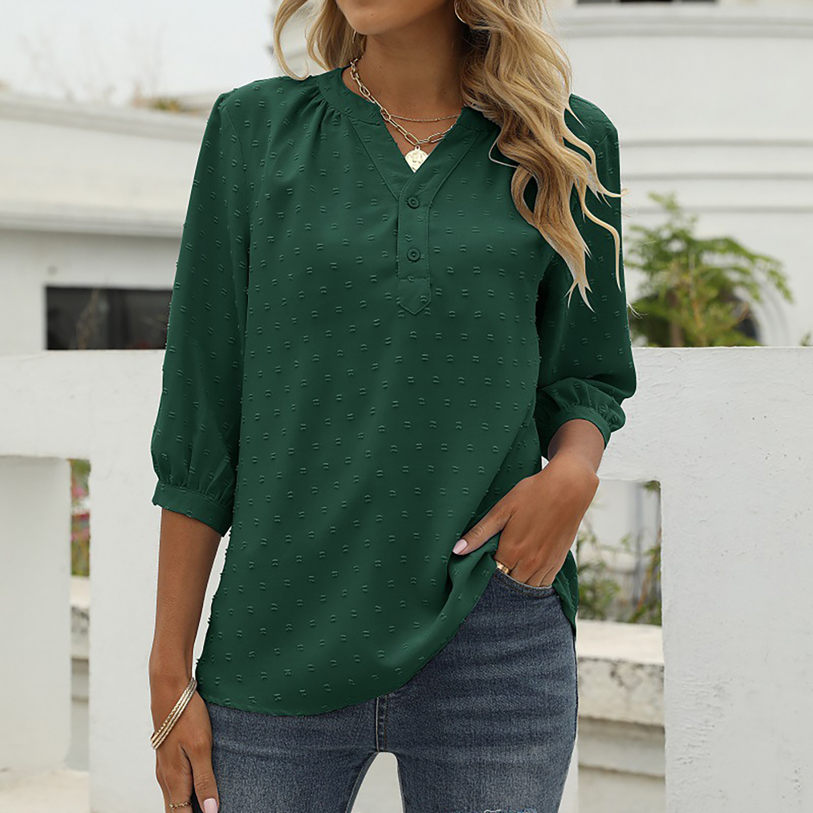 thumbnail image 2 of Blusa con cuello alto y estampado floral para mujer - Poliéster, corte holgado - Casual de primavera/verano - S-XXL, 2 of 5